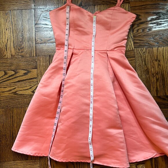 XS Coral Balletcore Nutcracker Semibackless Structured Skater Dress,Padded Chest - Picture 4 of 5